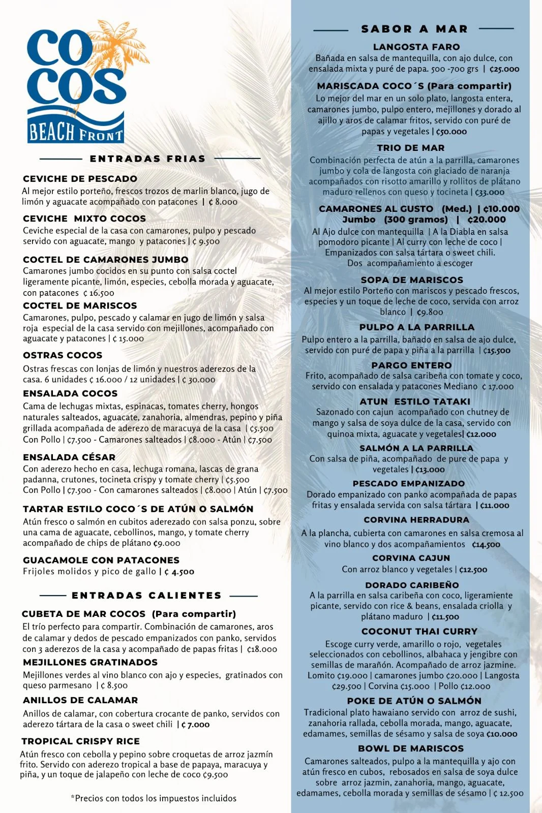 Vista previa del menú